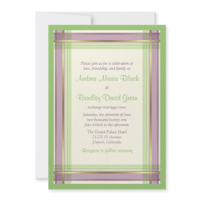 Lavender & Mint Green Plaid Wedding Invitation (10-pack)