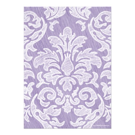 Lavender Modern Damask Bridal Shower Party Invites