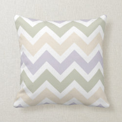 Lavender, Pale Green, Ivory Chevron Pattern Pillow