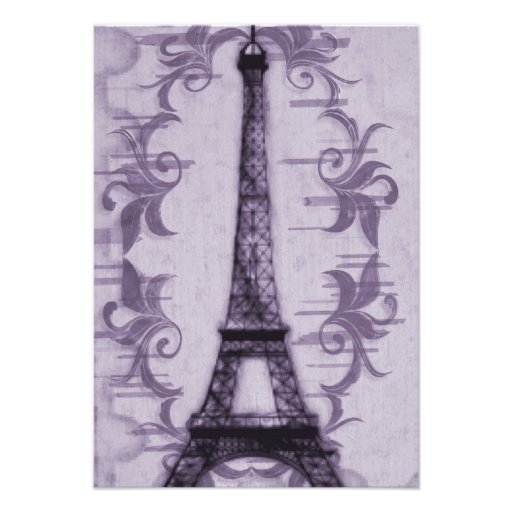 Lavender Paris Grunge Bridal Shower Invitation