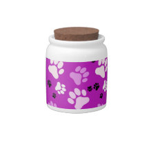 Lavender Paw Print Treat Jar Candy Dish