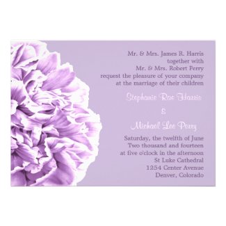 Lavender Peony Formal Wedding Invitation