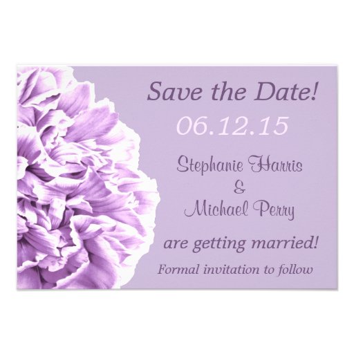 Lavender Peony Save the Date Wedding Custom Invite