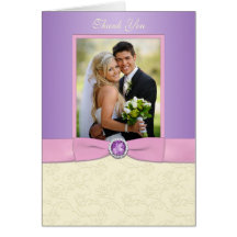 Lavender, Pink, and Ivory Photo Thank You Card