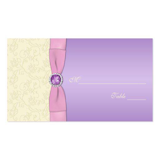 Lavender, Pink, and Ivory Placecards Business Card Template (back side)