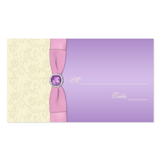 Lavender, Pink, and Ivory Placecards Business Card Template