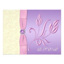 Lavender, Pink and Ivory RSVP Card Custom Invites