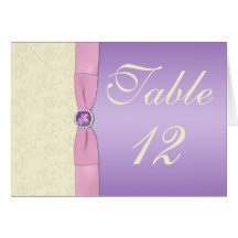 Lavender, Pink, and Ivory Table Number Card