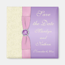 Lavender, Pink, and Ivory Wedding Favor Magnet