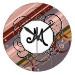 Lavender & Pink Modern-Retro Stripes with Monogram Clocks