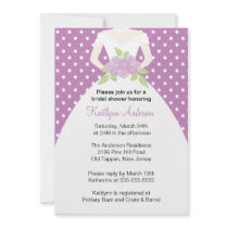 Lavender Polka Dot Bride Bridal Shower Invitation by celebrateitinvites Lavender Polka Dot Bride Bridal Shower Invitation