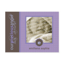 Lavender Precious Angel Flat Birth Announcement postcards by minkideluxe Lavender Precious Angel Flat Birth Announcement postcards