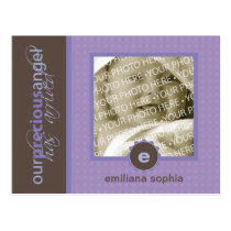 Lavender Precious Angel Flat Birth Announcement Post Card