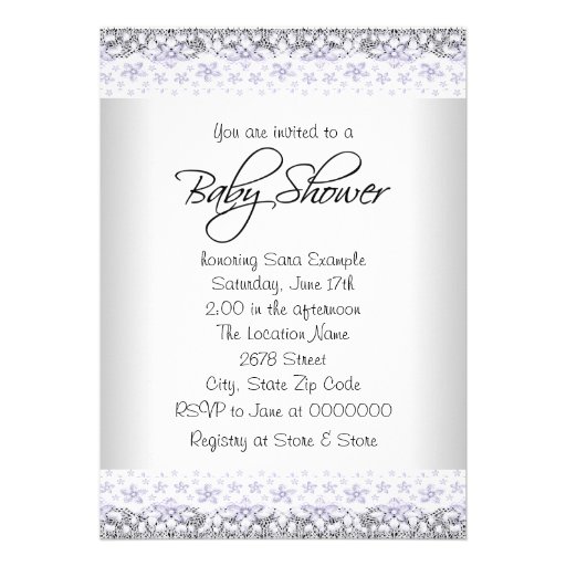 Lavender Purple and Gray Vintage Baby Girl Shower Custom Invites