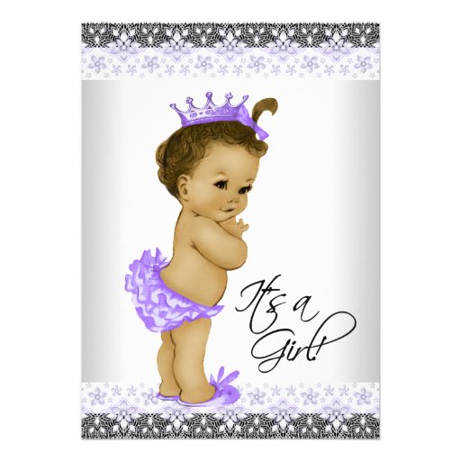 Lavender Purple and Gray Vintage Baby Girl Shower Custom Invite