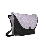 Lavender purple and White Quatrefoil Pattern Messenger Bag