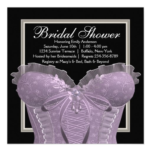 Lavender Purple Corset Bridal Shower Custom Announcement