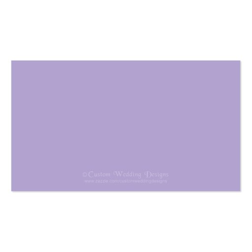 Lavender Purple Custom Wedding Table Place Cards Business Card Template (back side)