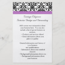 Lavender Purple Damask Black/White Flyer Design