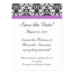 Lavender Purple Damask Black/White postcards