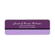 Lavender Purple Diamond Damask Wedding Collection Labels