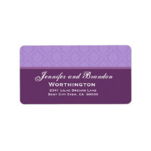 Lavender Purple Diamond Damask Wedding Collection Personalized Address Labels