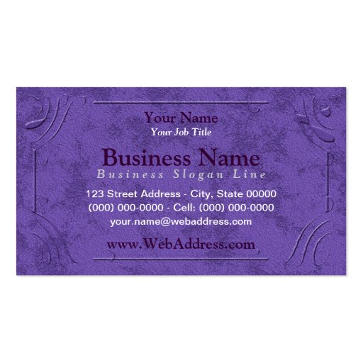 Lavender / Purple Framed Business Cards (front side)