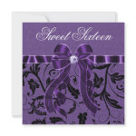 Lavender Purple Glitter Sweet Sixteen Birthday Personalized Announcement