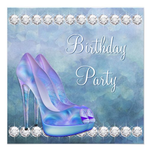 Lavender Purple High Heel Shoe Birthday Party Custom Invite