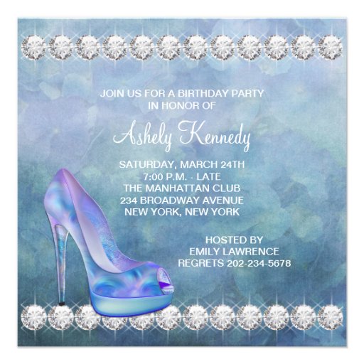 Lavender Purple High Heel Shoe Birthday Party Custom Invite