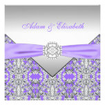 Lavender Purple Lace Diamond Ribbon Wedding Personalized Invitation