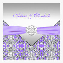 Lavender Purple Lace Diamond Ribbon Wedding invitations