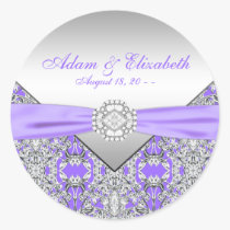 Lavender Purple Lace Diamond Wedding Favor Labels stickers