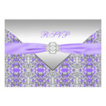 Lavender Purple Lace Diamond Wedding RSVP Invitation
