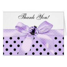 Lavender Purple Ladybug Thank You Cards