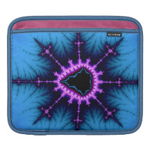 Lavender Purple Mandelbrot Cross on Blue iPad Sleeve