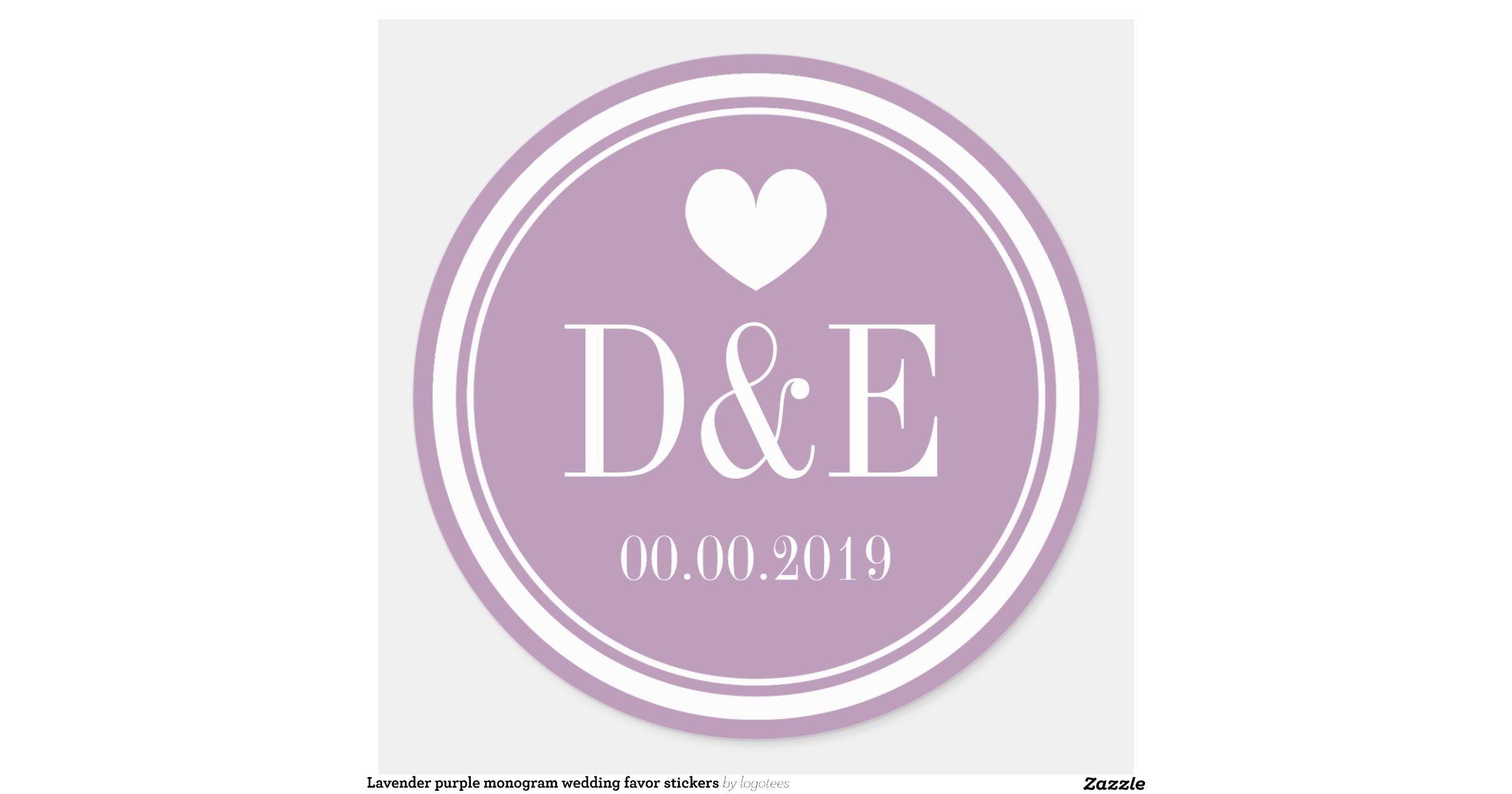 favor wedding mugs Zazzle wedding monogram  purple stickers favor  Lavender