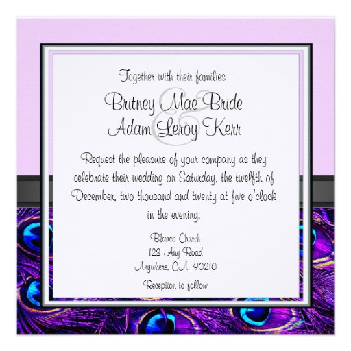 Lavender & Purple Peacock Wedding Invitations