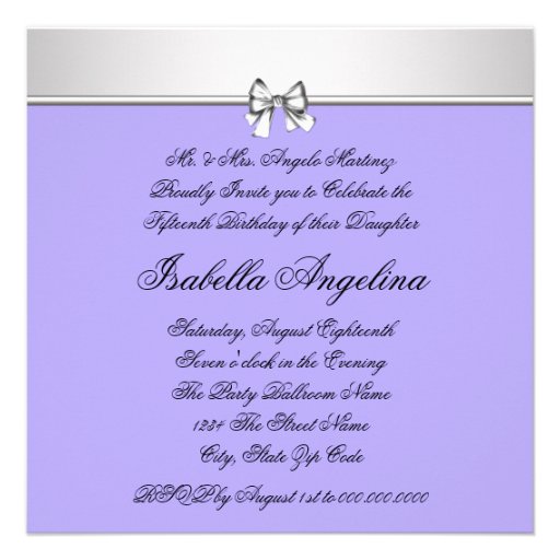 Lavender Purple Photo Quinceanera Invitations