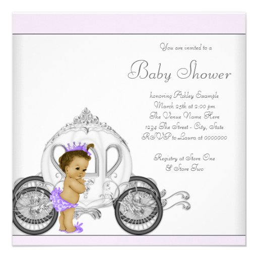 Lavender Purple Princess Baby Shower Custom Invite