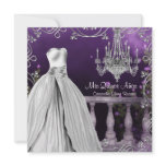 Lavender Purple Roses Chandelier Quinceanera Announcements