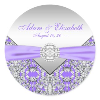 Lavender Purple Silver Lace Diamond Wedding Favor sticker