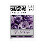 Lavender Purple & Silver Wedding RSVP Roses Postage Stamps