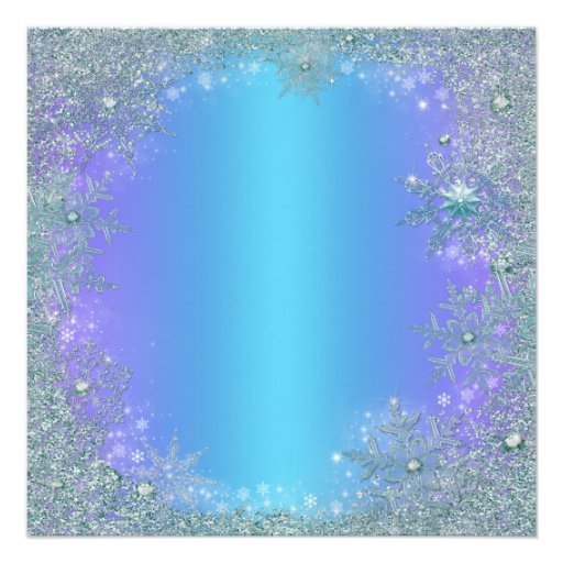 Lavender Purple Teal Blue Snowflake Christmas Personalized Invitation
