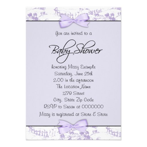 Lavender Purple Vintage Toile Baby Girl Shower Invite