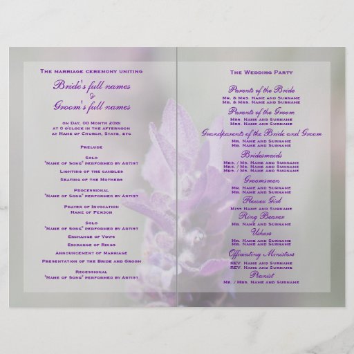 wedding programs samples