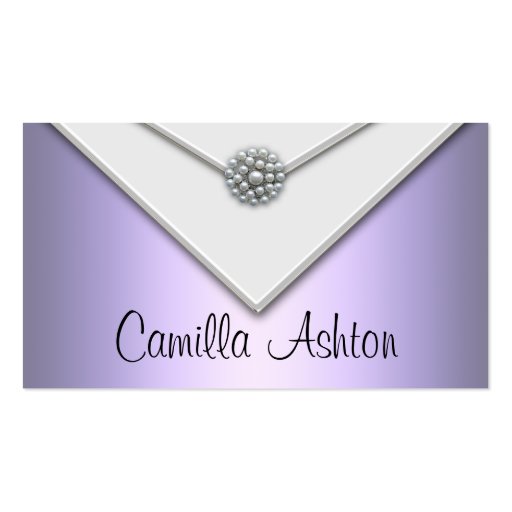 Lavender Purple White Pearls Purple Business Cards (front side)
