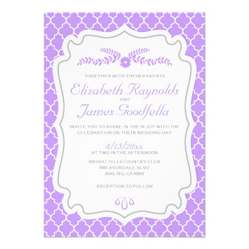 Lavender Quatrefoil Wedding Invitations