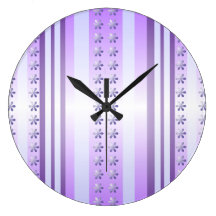 Lavender Retro Wallpaper Pattern Wall Clock