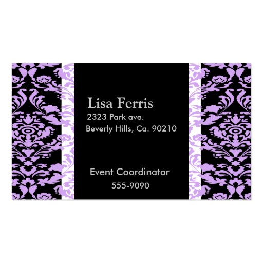 Lavender Rococo Elegant Black Set Business Card Templates (front side)